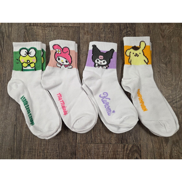Sanrio Accessories - Kuromi Women's White Character Socks NEW Lot of 4 Melody Kawaii Sanrio